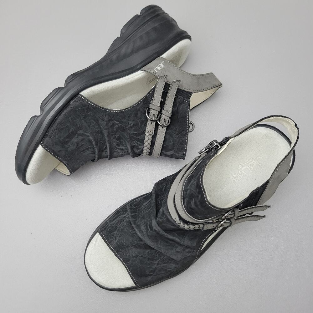 JBU by Jambu Orlando Womens Comfort Wedge Sandals Black Side Zip Size 7 M